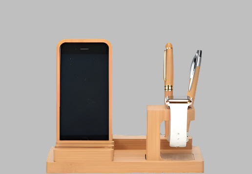 Stijlvolle Houten Oplaadstandaard – Voor Smartphone & Watch