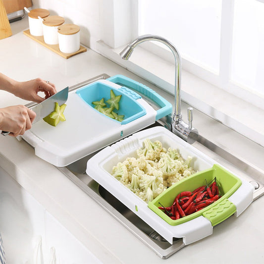 3 - in - 1 Multifunctionele Snijplank met Afvoer – Handig & Hygiënisch! - Small Space