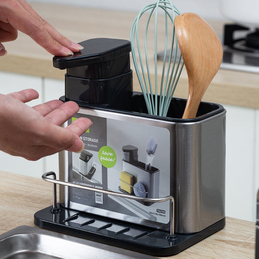 Dé 3-in-1 Keukenhulp: Zeepdispenser met Borstel- & Sponshouder